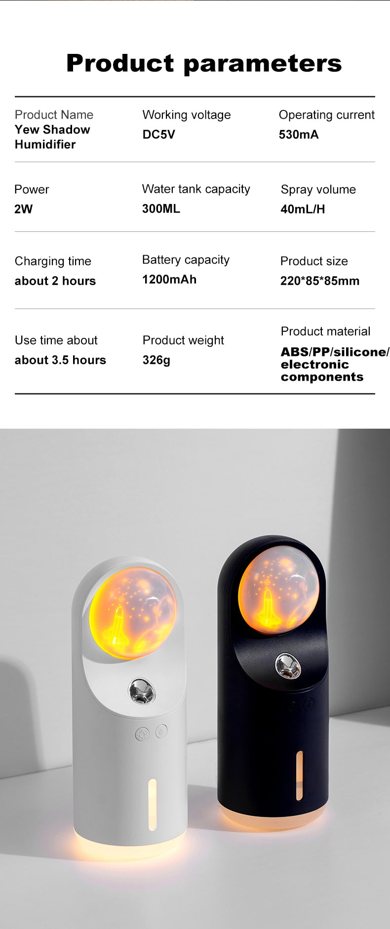 300ml Projector Wireless Air Humidifier
